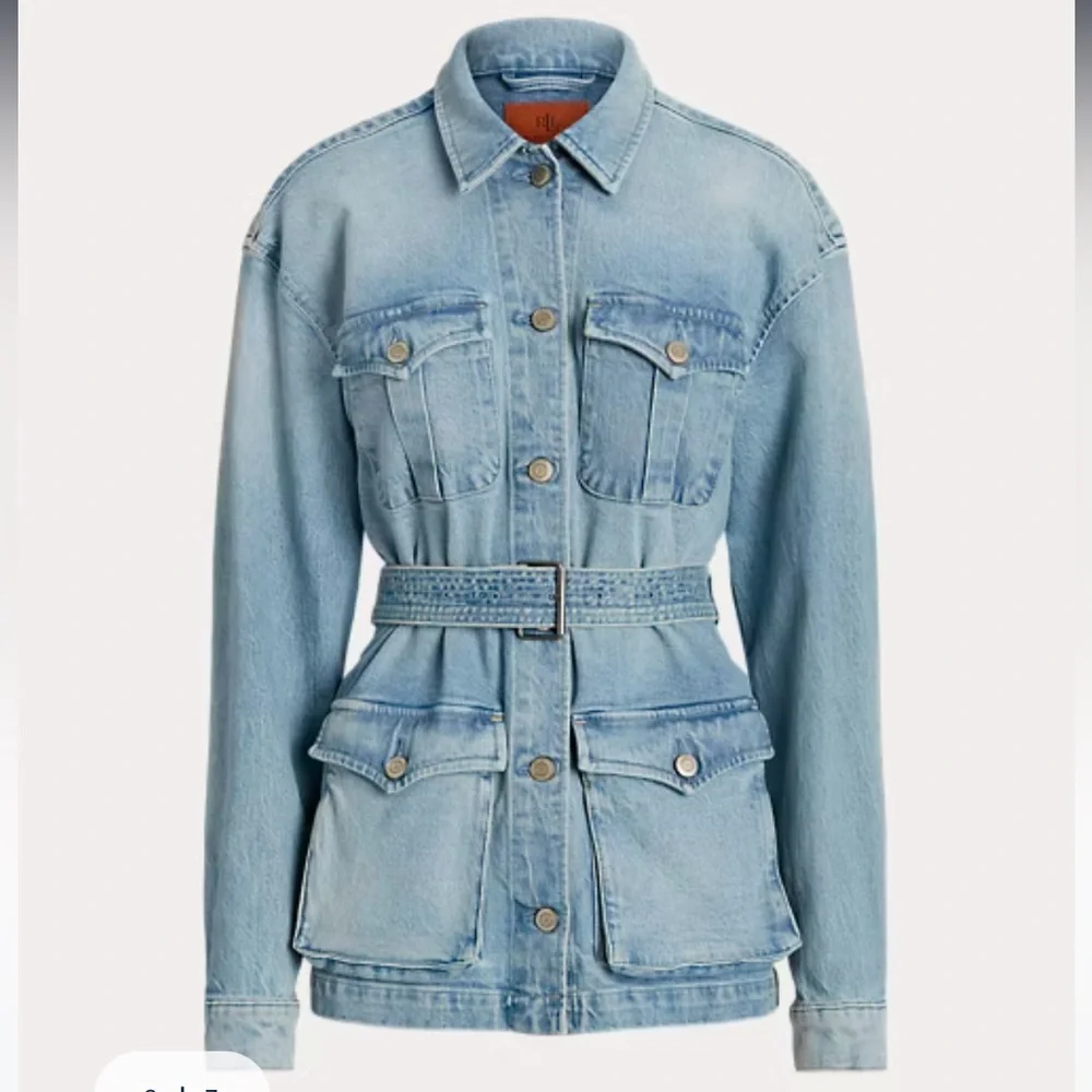 Ralph Lauren Light Blue Denim Jean Jacket with Belt, medium - Picture 2 of 12